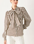 Flying Tomato Candyline Poet Striped Bow Blouse