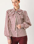 Flying Tomato Candyline Poet Striped Bow Blouse