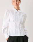 Flying Tomato | Romantic Pintuck Ruffle Blouse