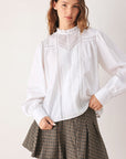 Flying Tomato Porcelain Lace Pintuck Blouse