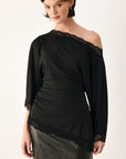 Flying Tomato | After Hours Lace-Trim Asymmetrical Top