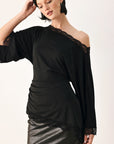 Flying Tomato | After Hours Lace-Trim Asymmetrical Top