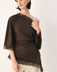 Flying Tomato | After Hours Lace-Trim Asymmetrical Top