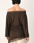 Flying Tomato | After Hours Lace-Trim Asymmetrical Top
