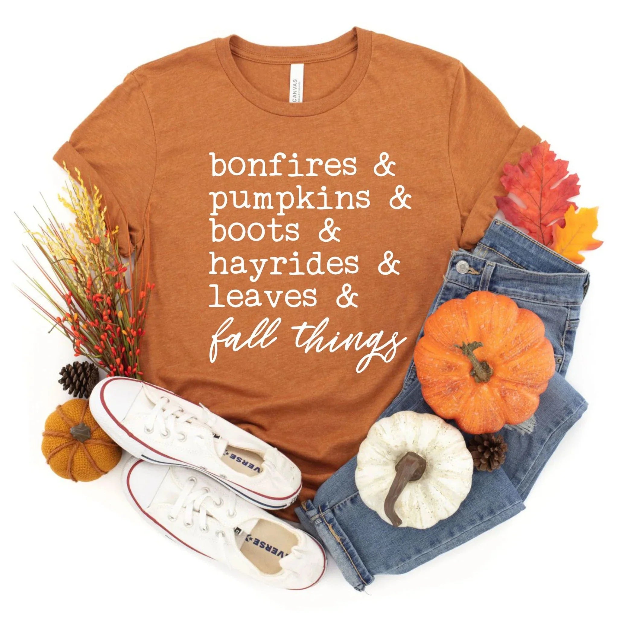 Leaves &amp; Fall Things Graphic Tees- 3 colors options