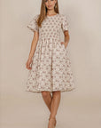 Maylee Dress in Cream Purple Floral