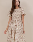 Maylee Dress in Cream Purple Floral