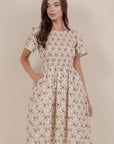 Maylee Dress in Cream Purple Floral
