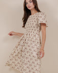Maylee Dress in Cream Purple Floral