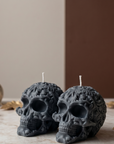 Floral Skull Sculpture Candle – Hand-Poured Soy Wax | Ivory & Gray