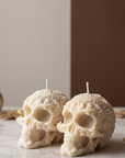 Floral Skull Sculpture Candle – Hand-Poured Soy Wax | Ivory & Gray