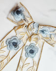 Lacey Flower Embroidered Bow Hair Clip