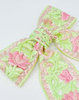 Lacey Flower Embroidered Bow Hair Clip