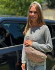 Vintage Floral Wide-Strap Sling Bag