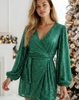 Miss Sparkling |Sequin Wrap Dress
