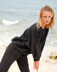 HALEY Bamboo Fleece Sweaters, in Black