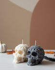 Floral Skull Sculpture Candle – Hand-Poured Soy Wax | Ivory & Gray