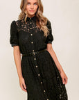 Timid to Tenacious Woven Lace Shirt Dress