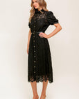 Timid to Tenacious Woven Lace Shirt Dress