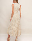 Elegant Floral Stretch Lace Midi Dress