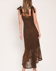 Flying Tomato | Autumn Romance Chestnut Lace Midi Dress