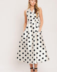 CAFÉ Noir Polka Woven Midi Dress