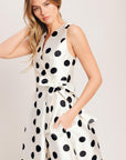 CAFÉ Noir Polka Woven Midi Dress