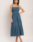 Nautical Dot Denim Midi Dress