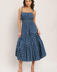 Nautical Dot Denim Midi Dress