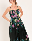 Shadow Floral Woven Midi Dress