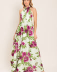 Flying Tomato Fuchsia Rose Halter Woven Maxi Dress