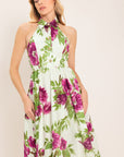 Flying Tomato Fuchsia Rose Halter Woven Maxi Dress