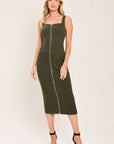 Flying Tomato Modern Cargo Chic Woven Twill Midi Dress