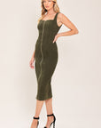 Flying Tomato Modern Cargo Chic Woven Twill Midi Dress