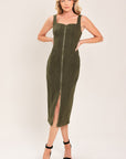 Flying Tomato Modern Cargo Chic Woven Twill Midi Dress