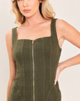 Flying Tomato Modern Cargo Chic Woven Twill Midi Dress