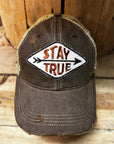STAY TRUE Distressed Tan Mesh Snapback Baseball Cap - My Pampered Life Seattle