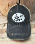 Music Note Distressed Mesh Snapback Baseball Cap - My Pampered Life Seattle