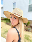Knit Leopard Buckle Band C.C Panama Hat KP011