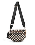 Kaylee Mixed Media Double Zip Crossbody Sling Bag