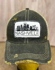 Nashville Skyline-distressed Trucker Hat