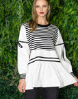 JOH |Reva Knitted Stripe Top with Cotton Poplin