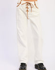 Emory Park | Lennon Lace-Up Wide Leg Jeans – Ivory