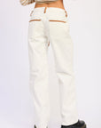 Emory Park | Lennon Lace-Up Wide Leg Jeans – Ivory