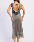 Emory Park Maeve Lace-Trim Midi Dress — Grey