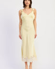 Emory Park | Emery Lace Trim Satin Midi Dress