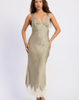 Emory Park | Emery Lace Trim Satin Midi Dress