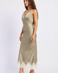 Emory Park | Emery Lace Trim Satin Midi Dress