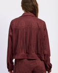 Emory Park | Xenia Wine Faux Suede Cropped Jacket