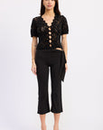 Emory Park Elsinore Black Lace Cap Sleeve Top